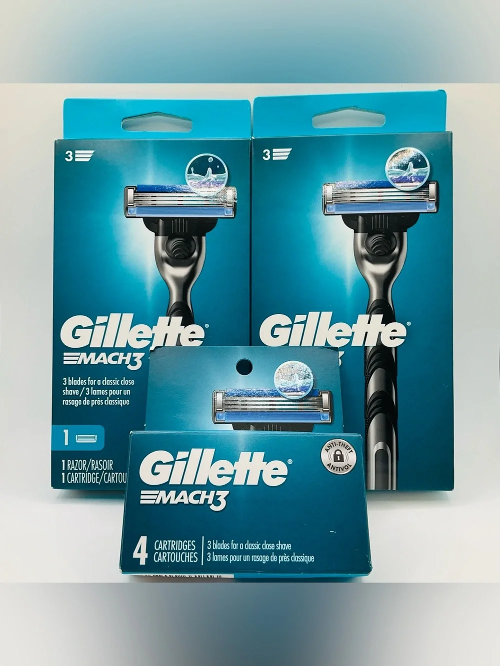 NEW 3pc Set - (2) Mach3 Men's Razor & (1) 4pc Refill Cartridge Pack | Shaving